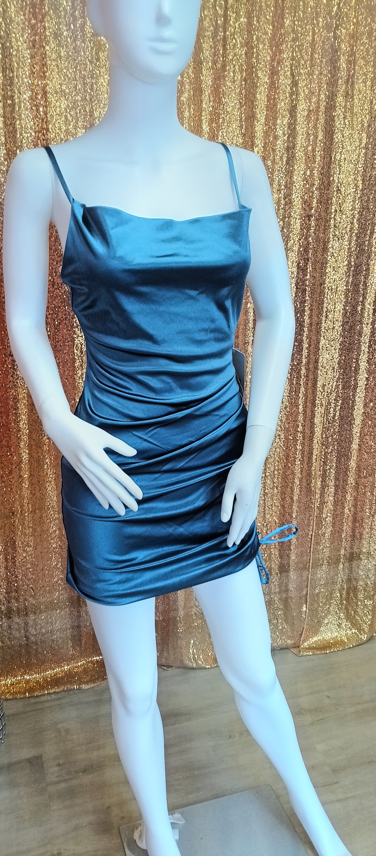 Dusty blue satin hoco