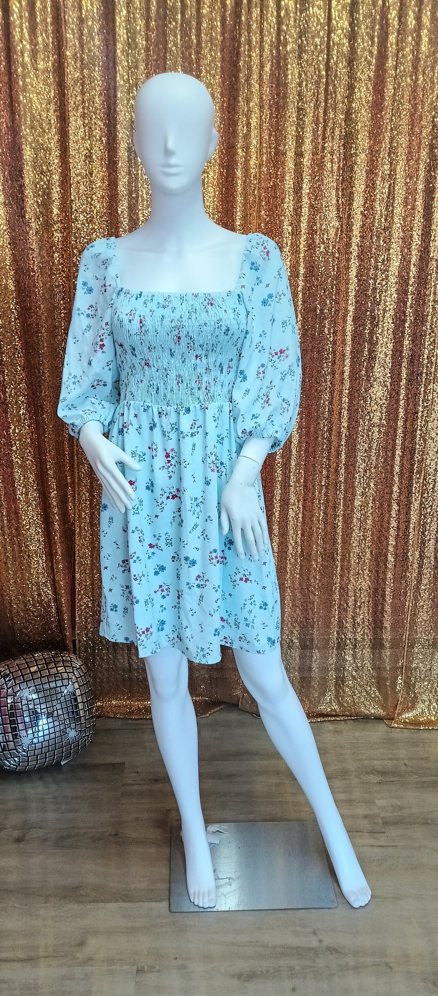 Aqua Floral Fit & Flare
