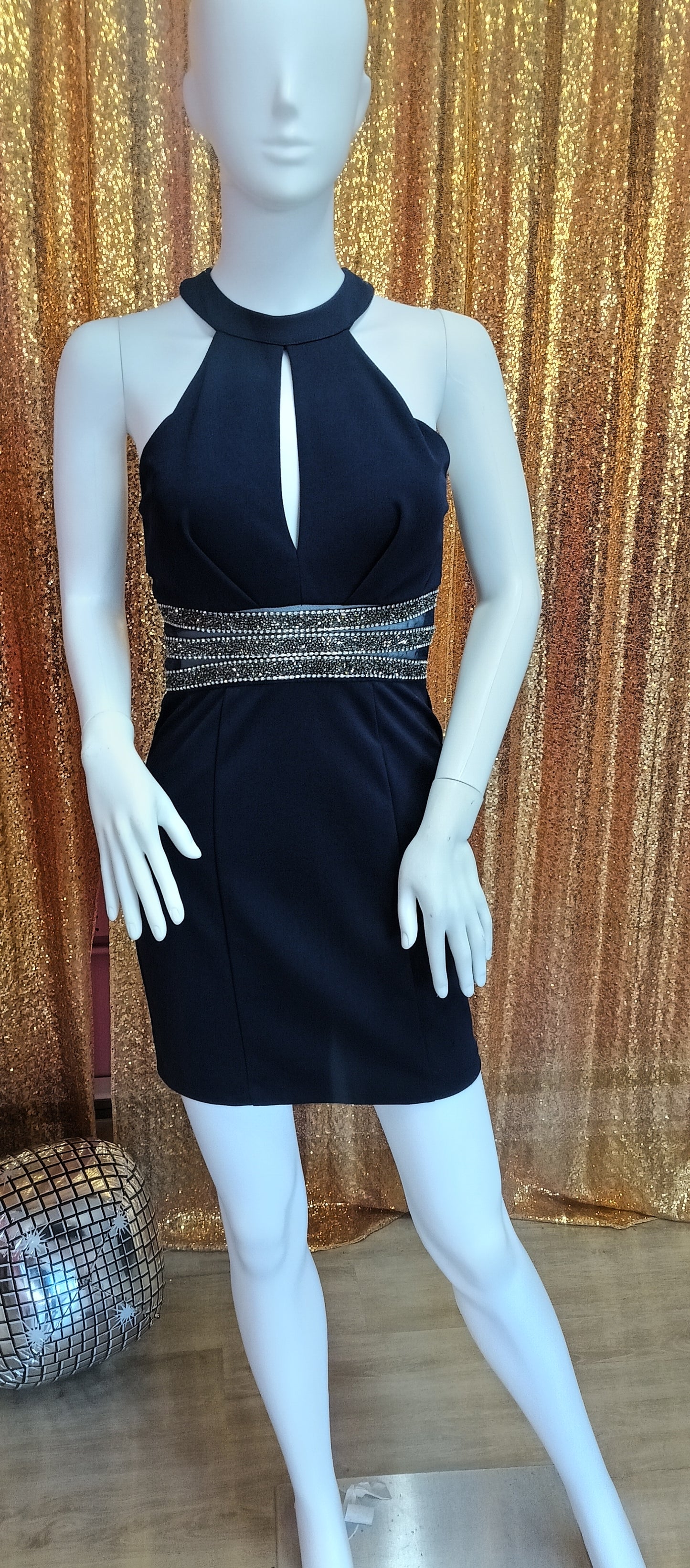 Navy Blue halter hoco dress