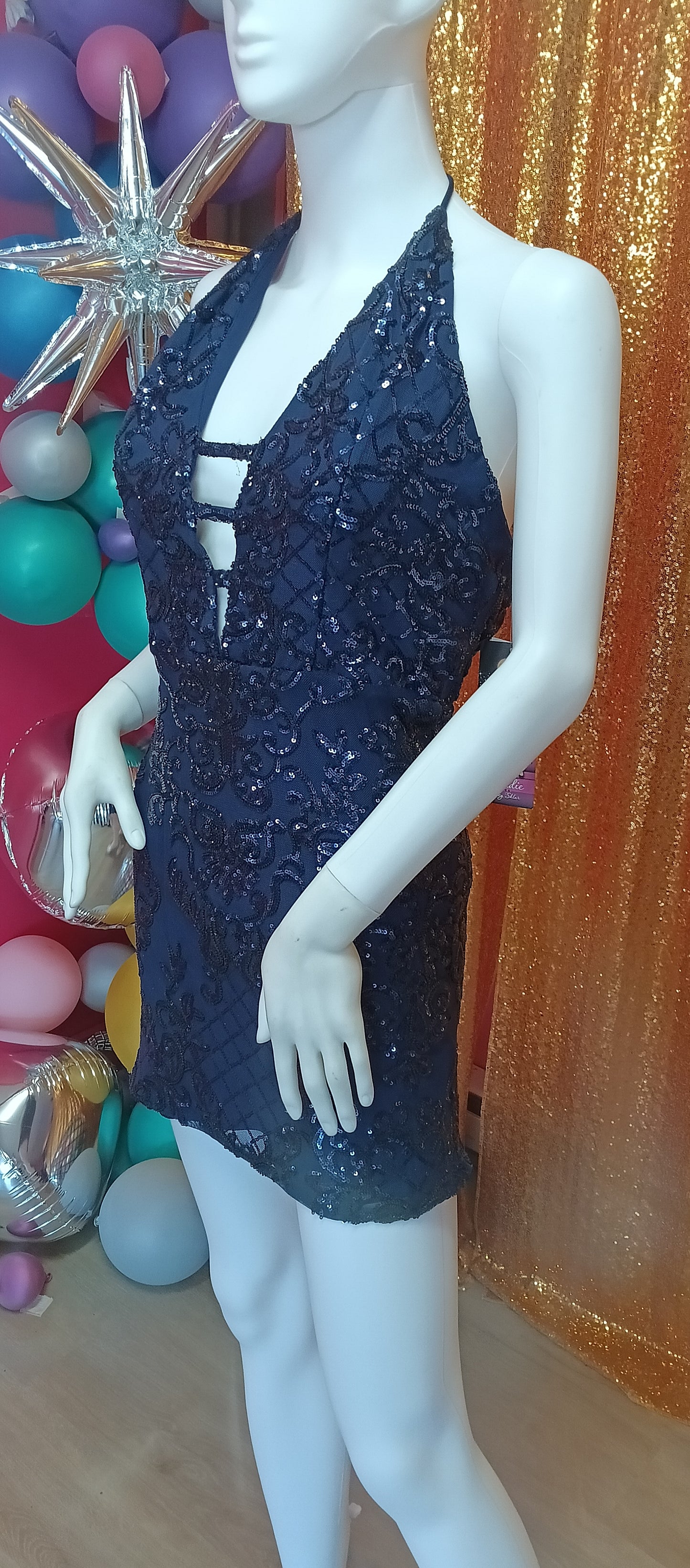 Navy blue sequin hoco