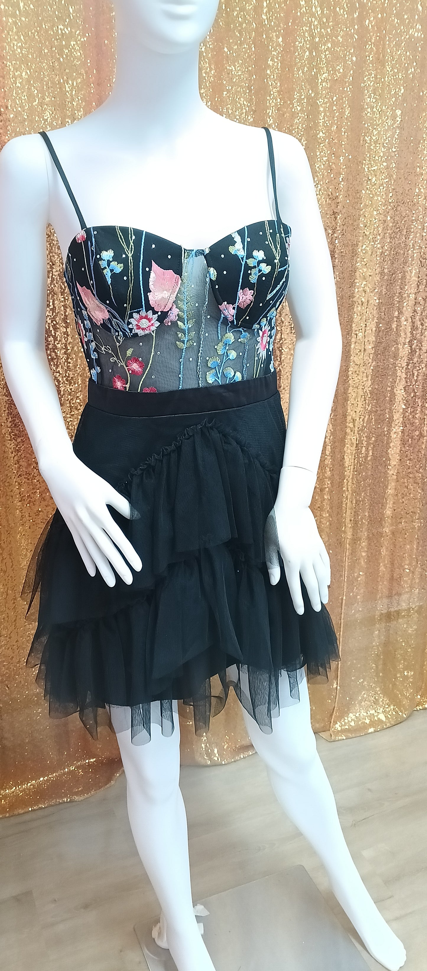 Black Floral Fit & Flare