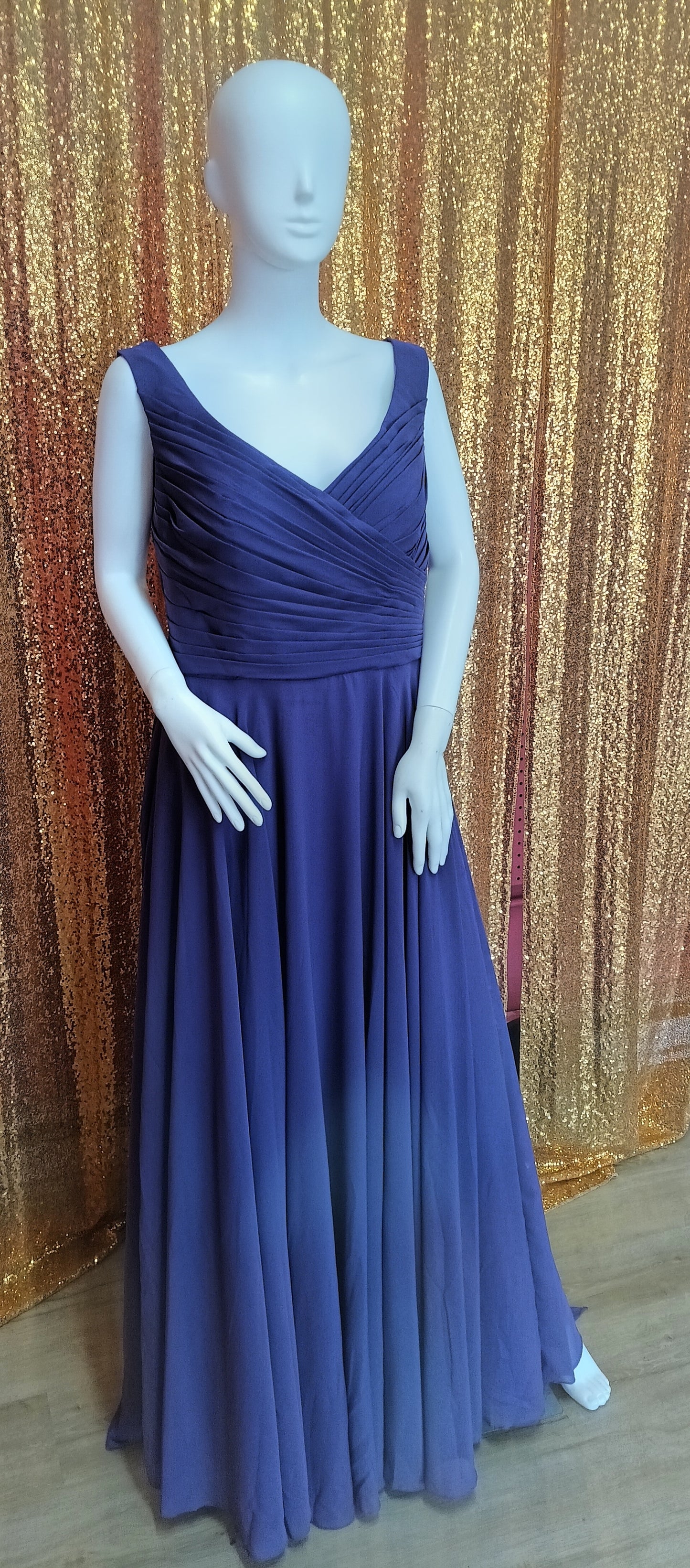 Dark purple chiffon bridesmaids dress