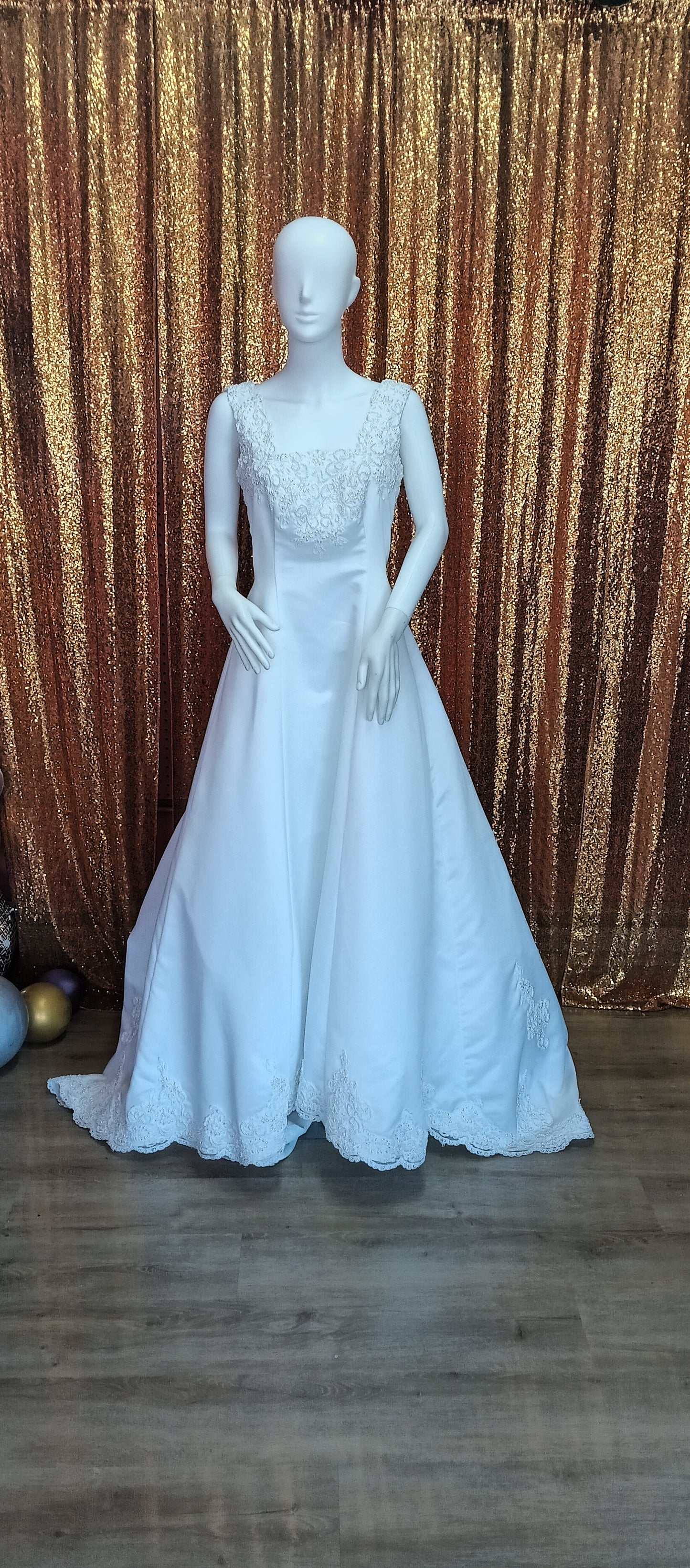 Jasmine White Pearl A-Line Ball gown