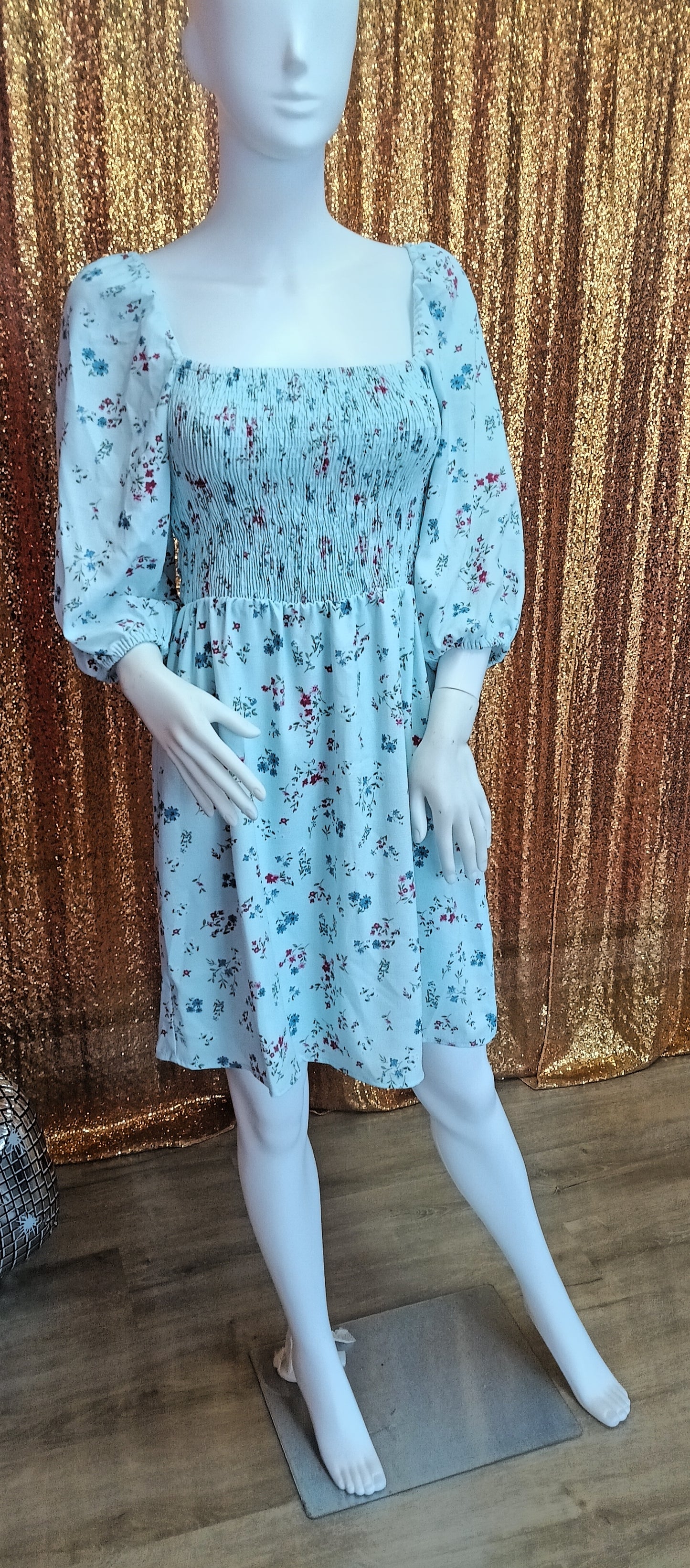 Aqua Floral Fit & Flare