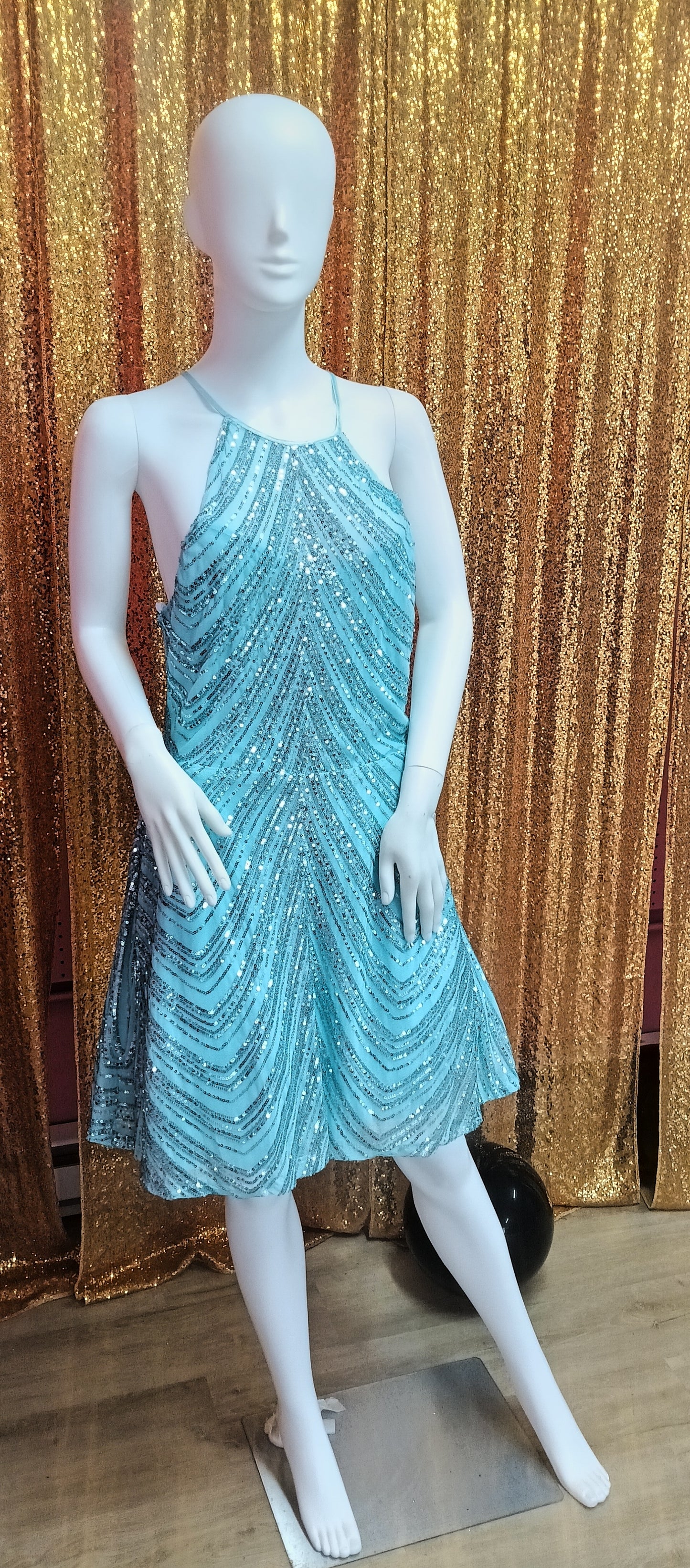 B.Darlin Aqua Blue Halter fit and flare dress