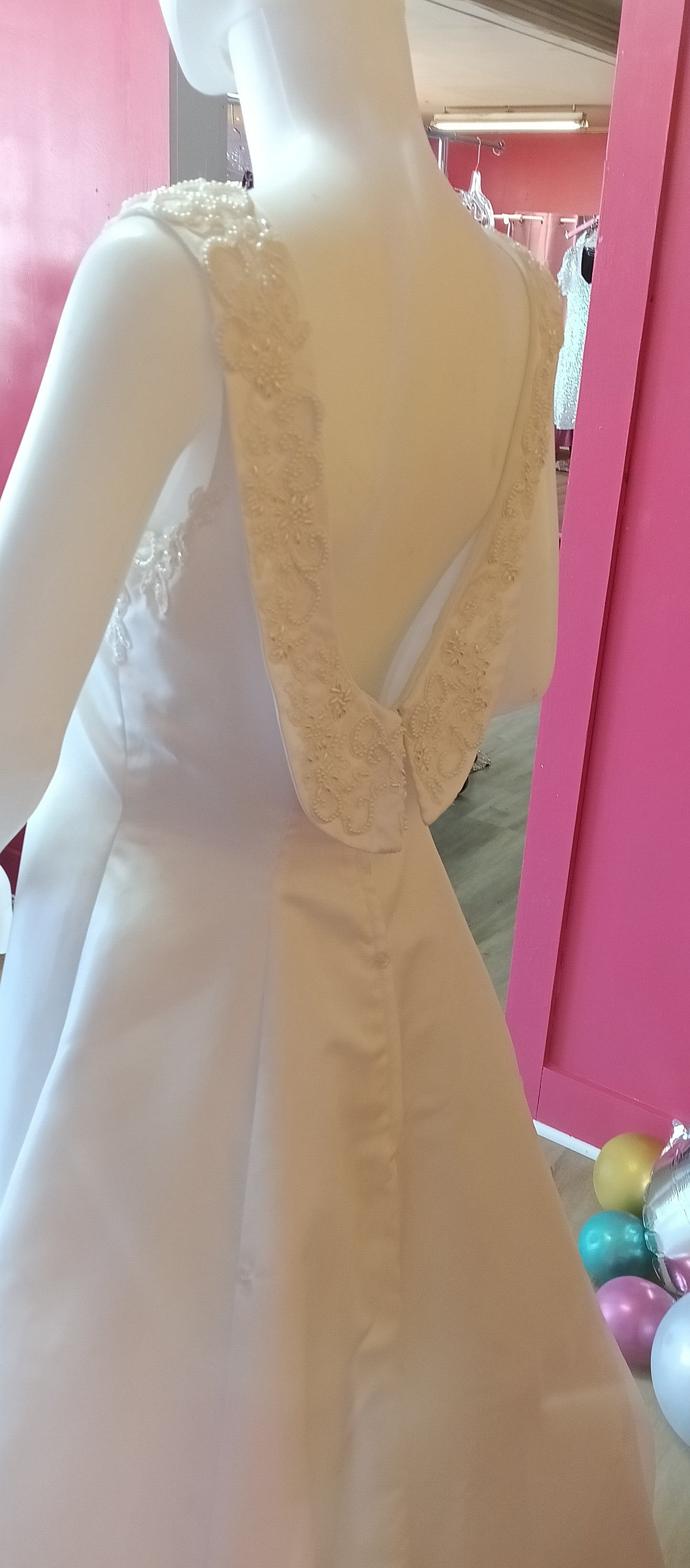 Jasmine White Pearl A-Line Ball gown