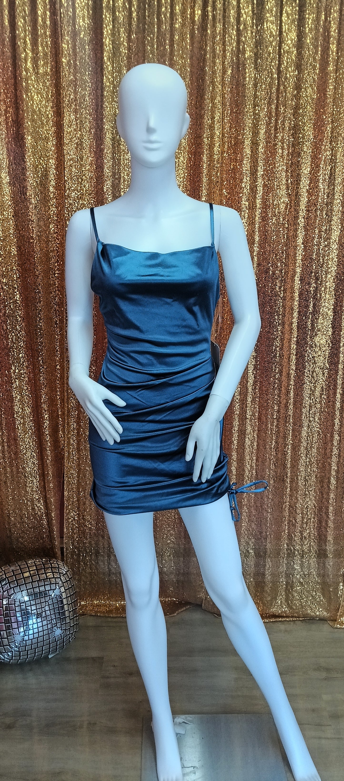 Dusty blue satin hoco
