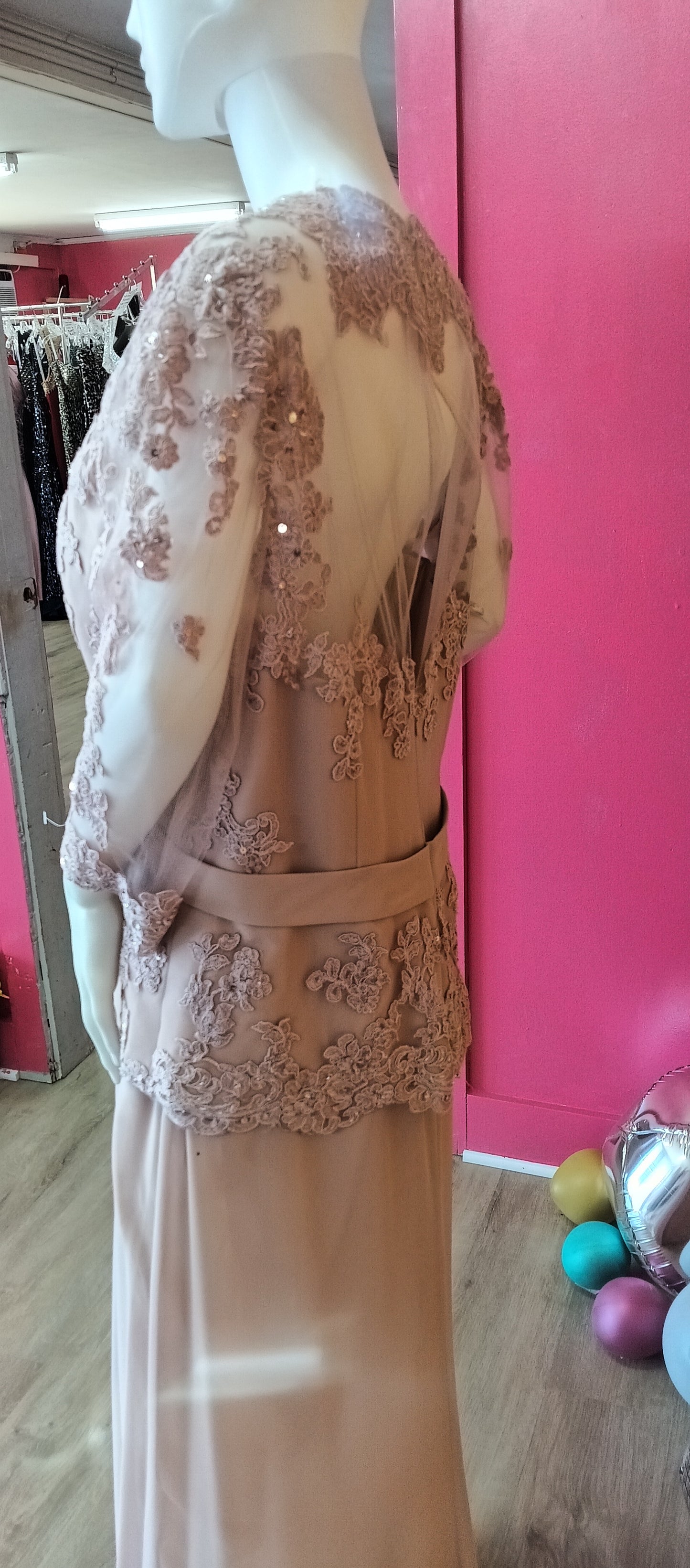 Clarisse mink long sleeve formal dress