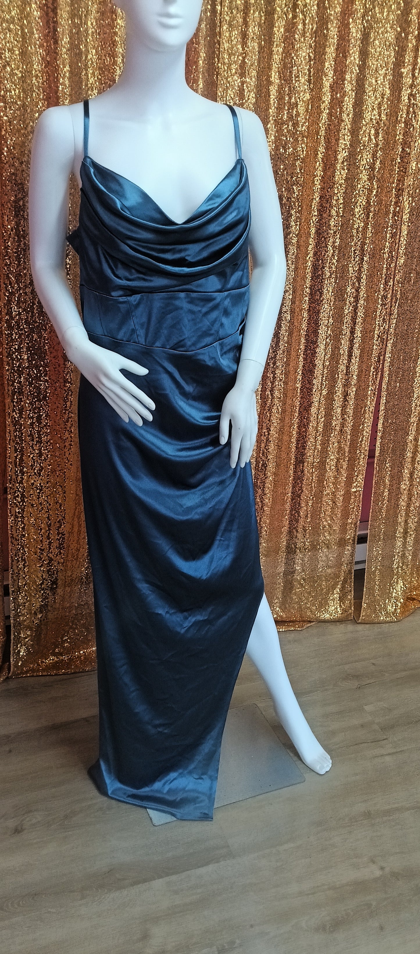 Plus size Blue denim satin couture