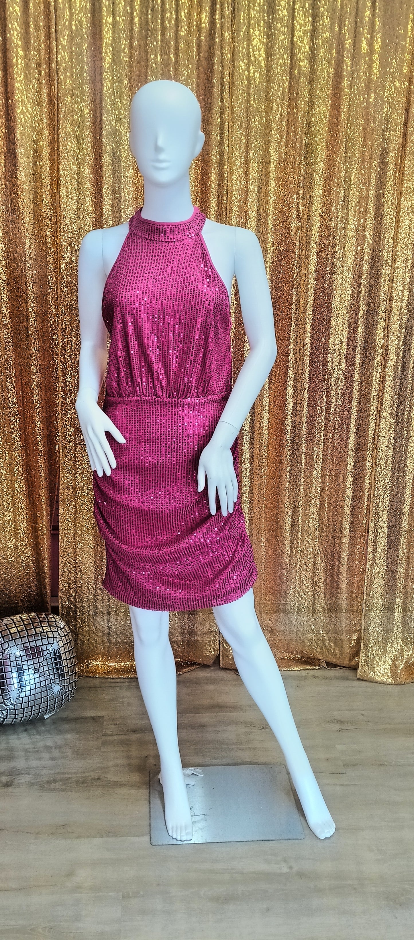 Hot Pink sequin hoco