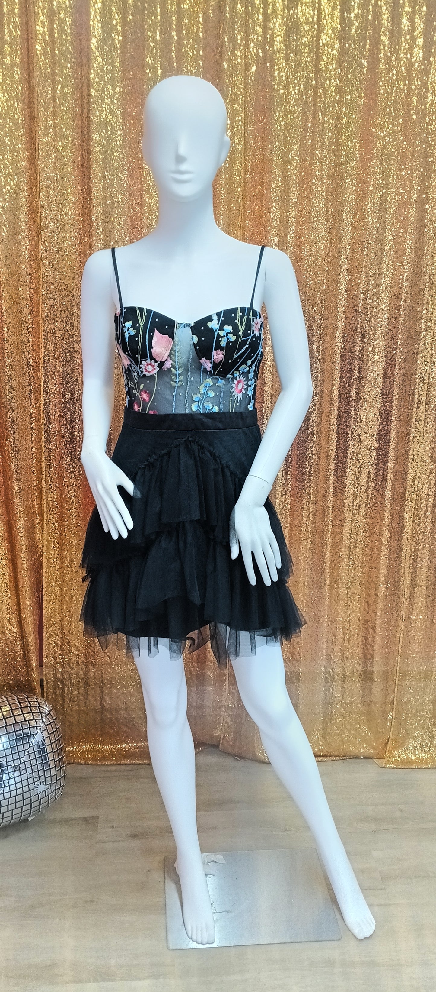 Black Floral Fit & Flare