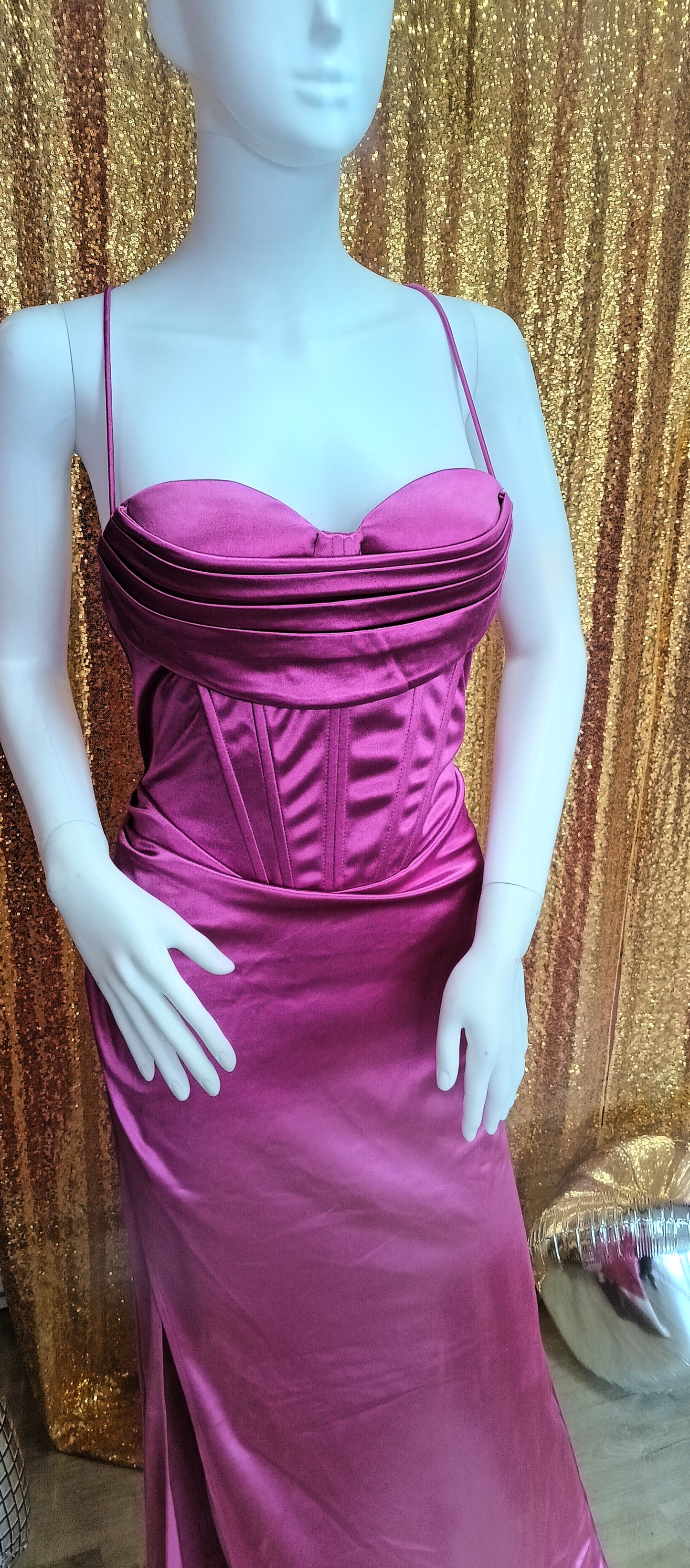 2025 Hot Pink Sweetheart Satin Couture