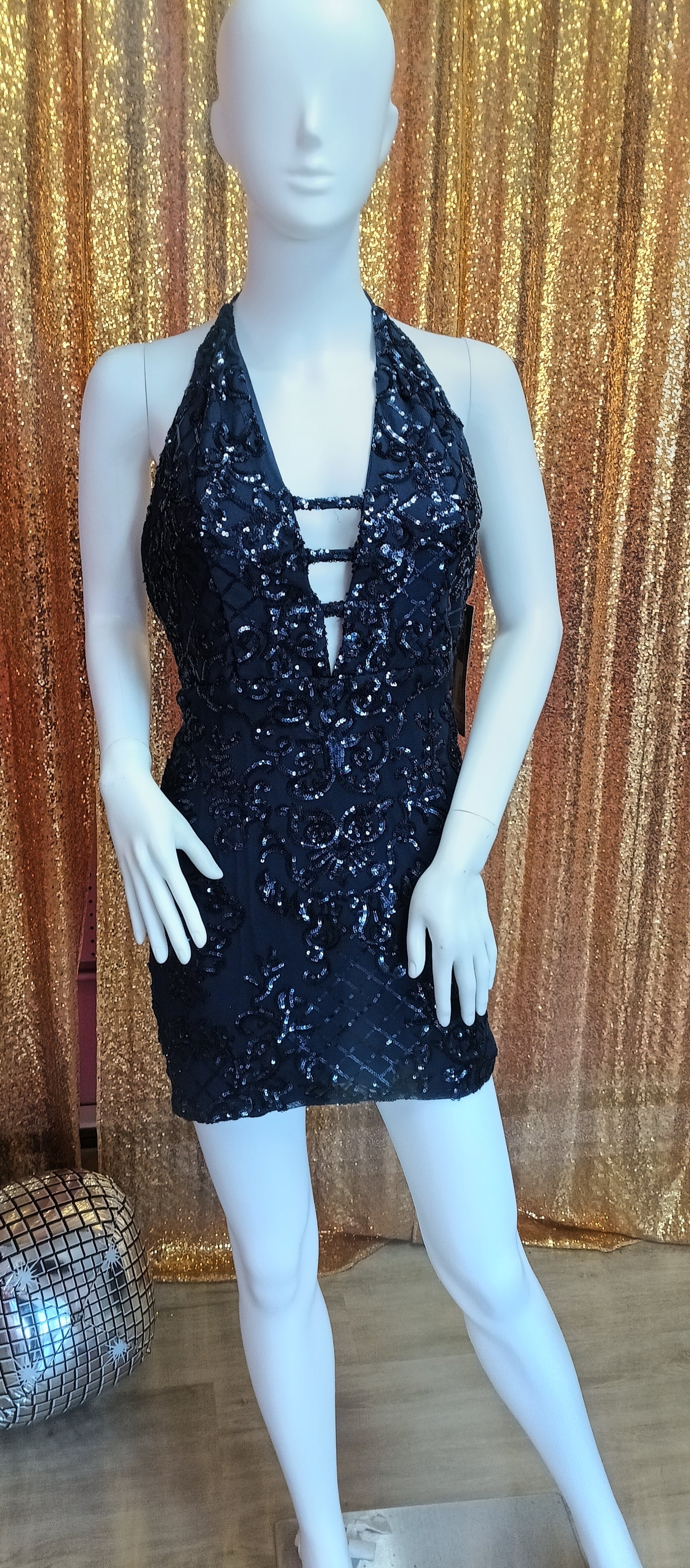 Navy blue sequin hoco