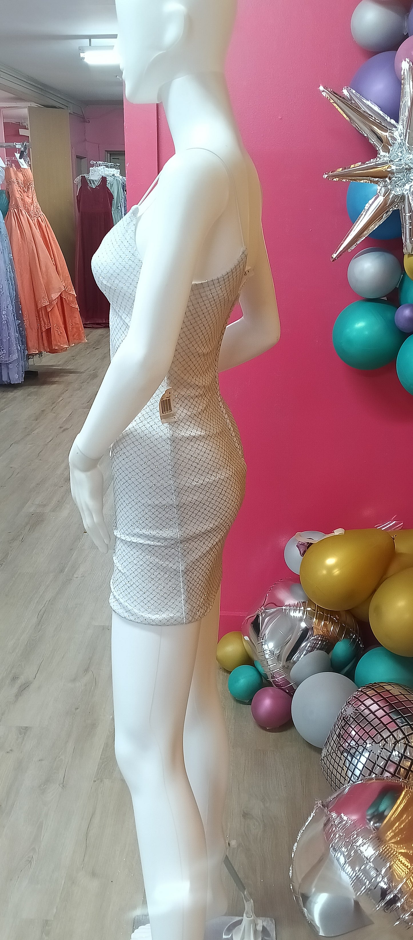 Spaghetti strap white sparkly hoco