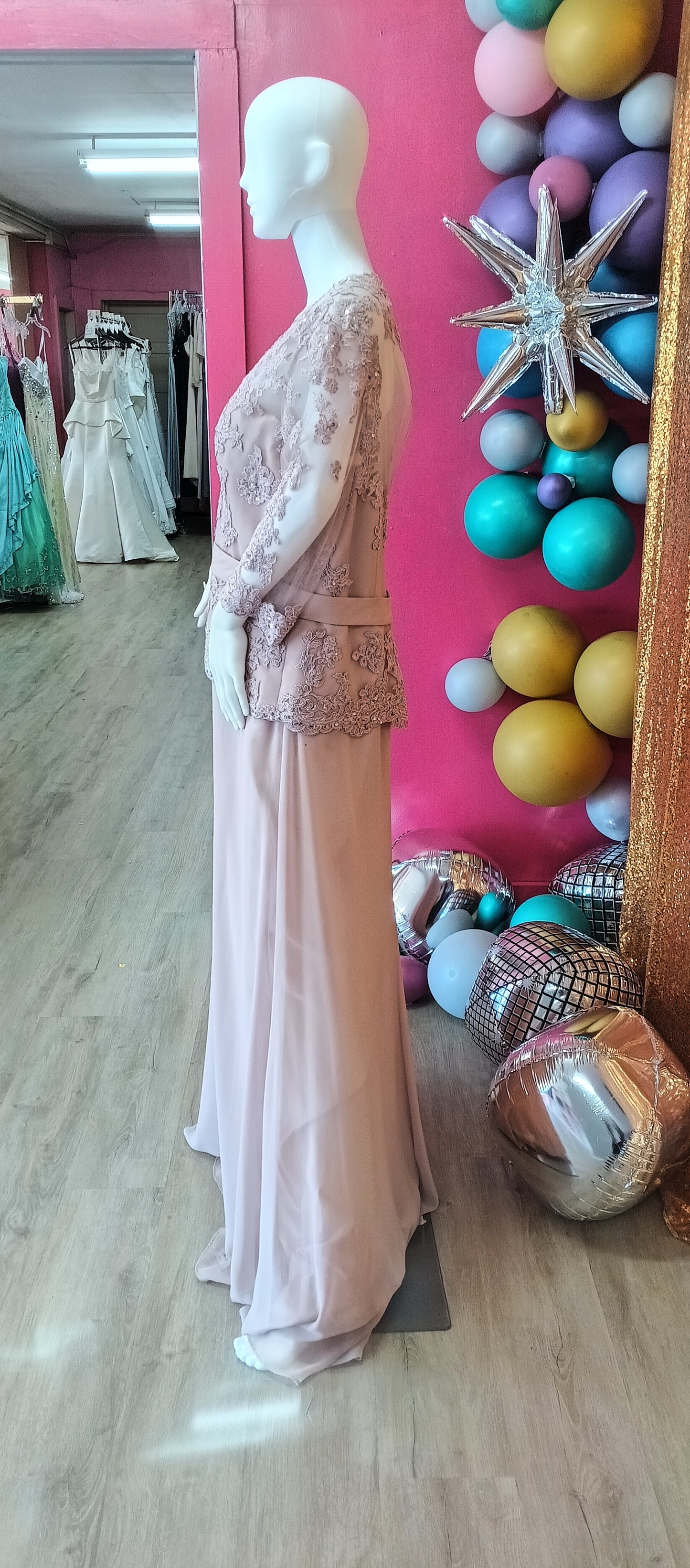 Clarisse mink long sleeve formal dress