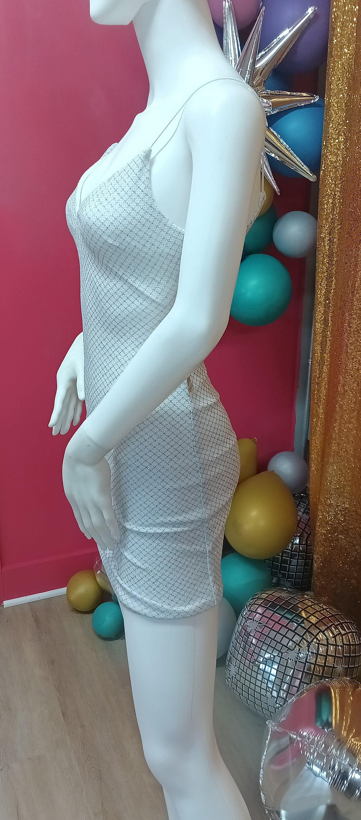 Spaghetti strap white sparkly hoco