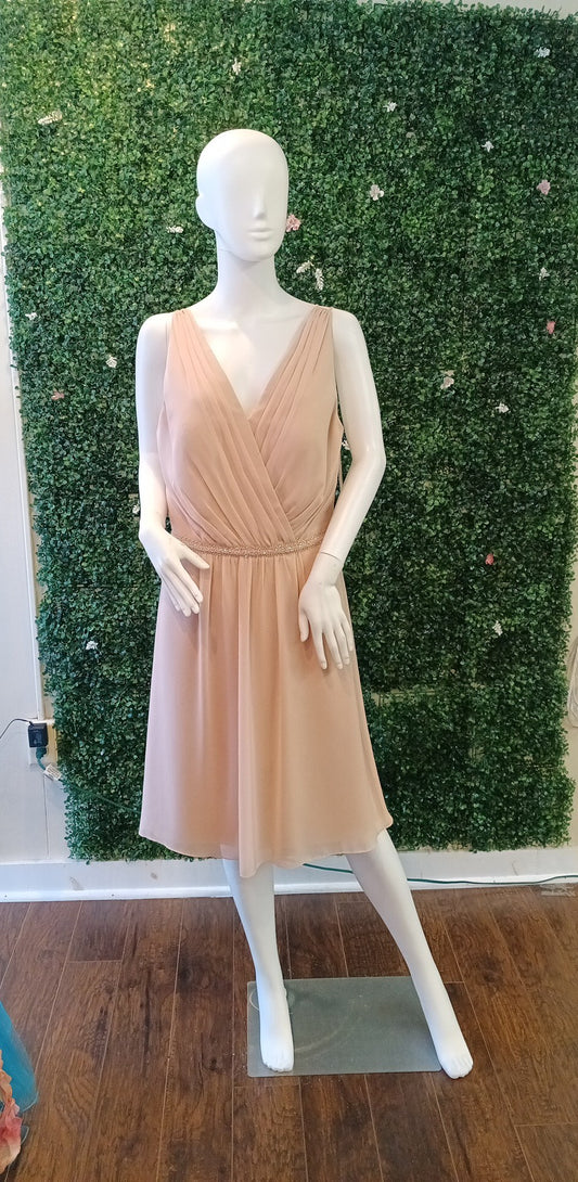 Blush pink fit and flare chiffon