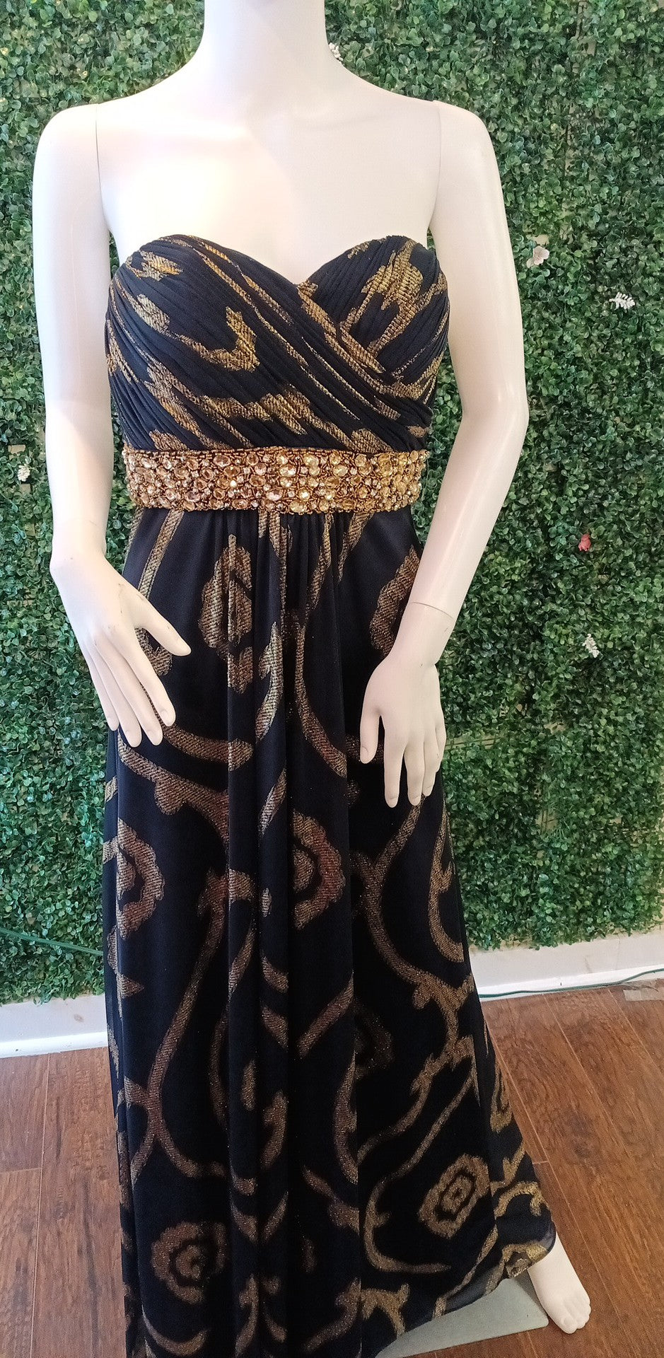 Black gold sweetheart prom dress