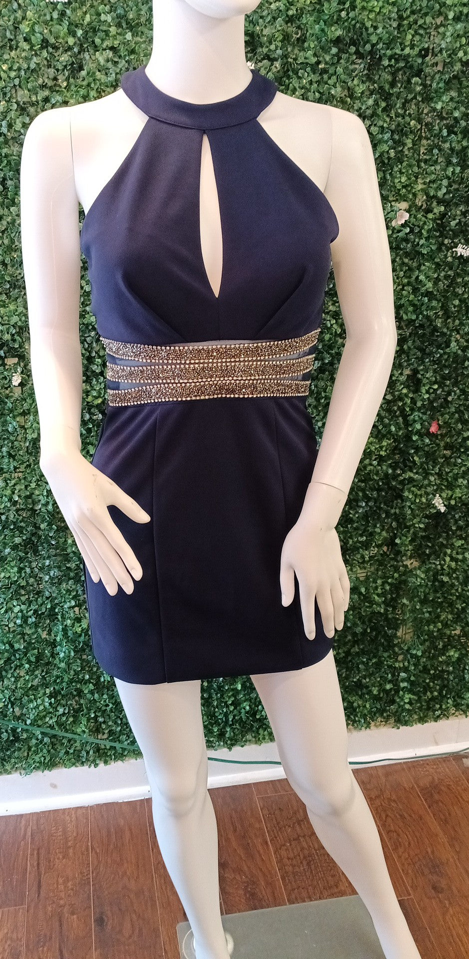 Navy Blue halter hoco dress