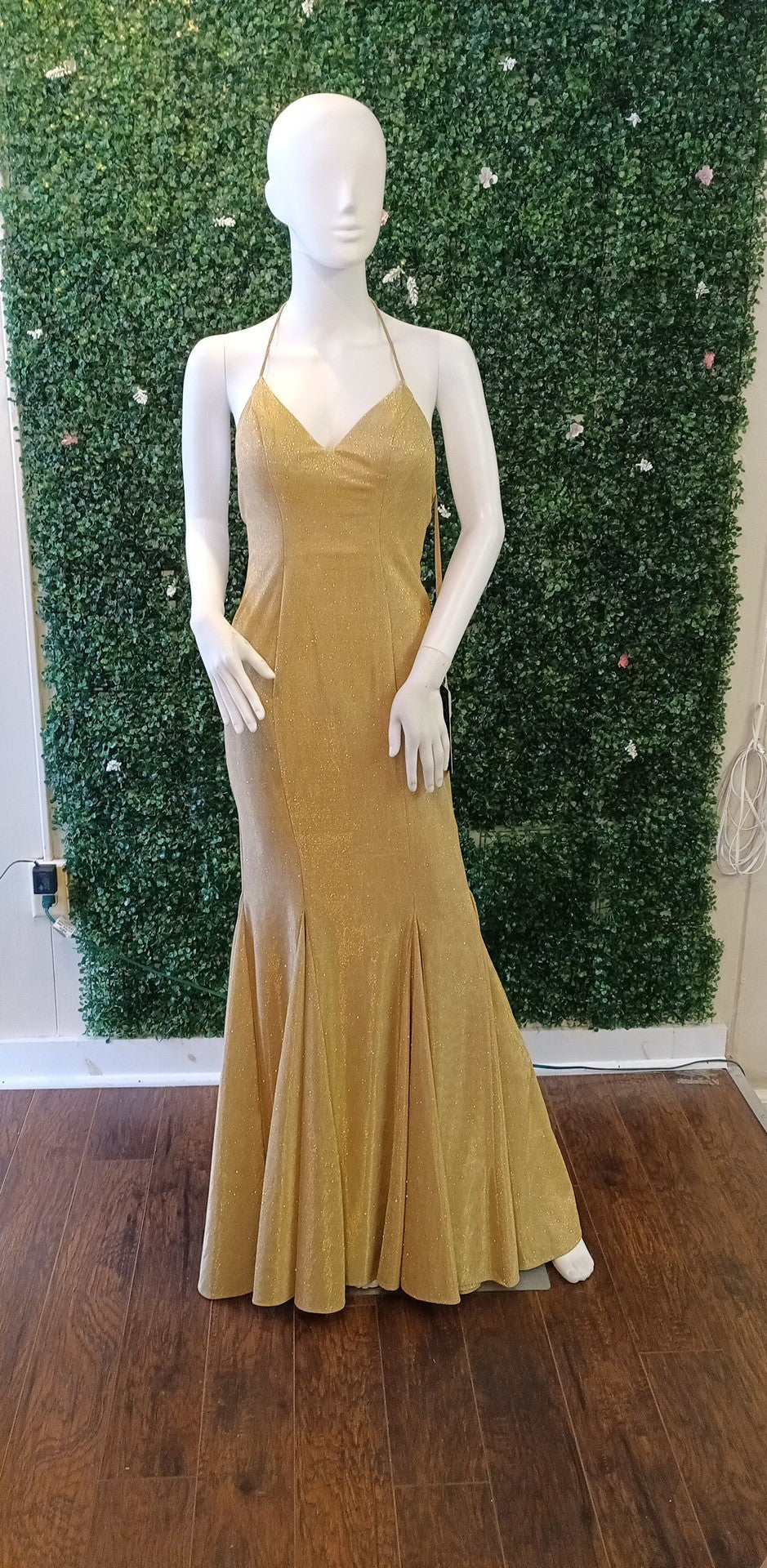 Collete Mon Cheri Gold Mermaid prom dress