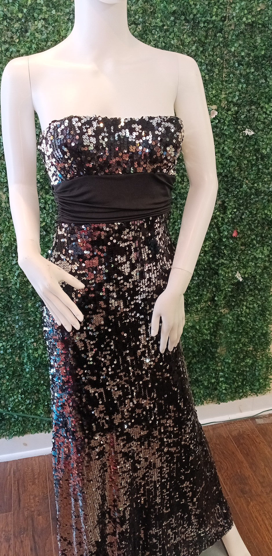 Black silver Sequin prom formal dress