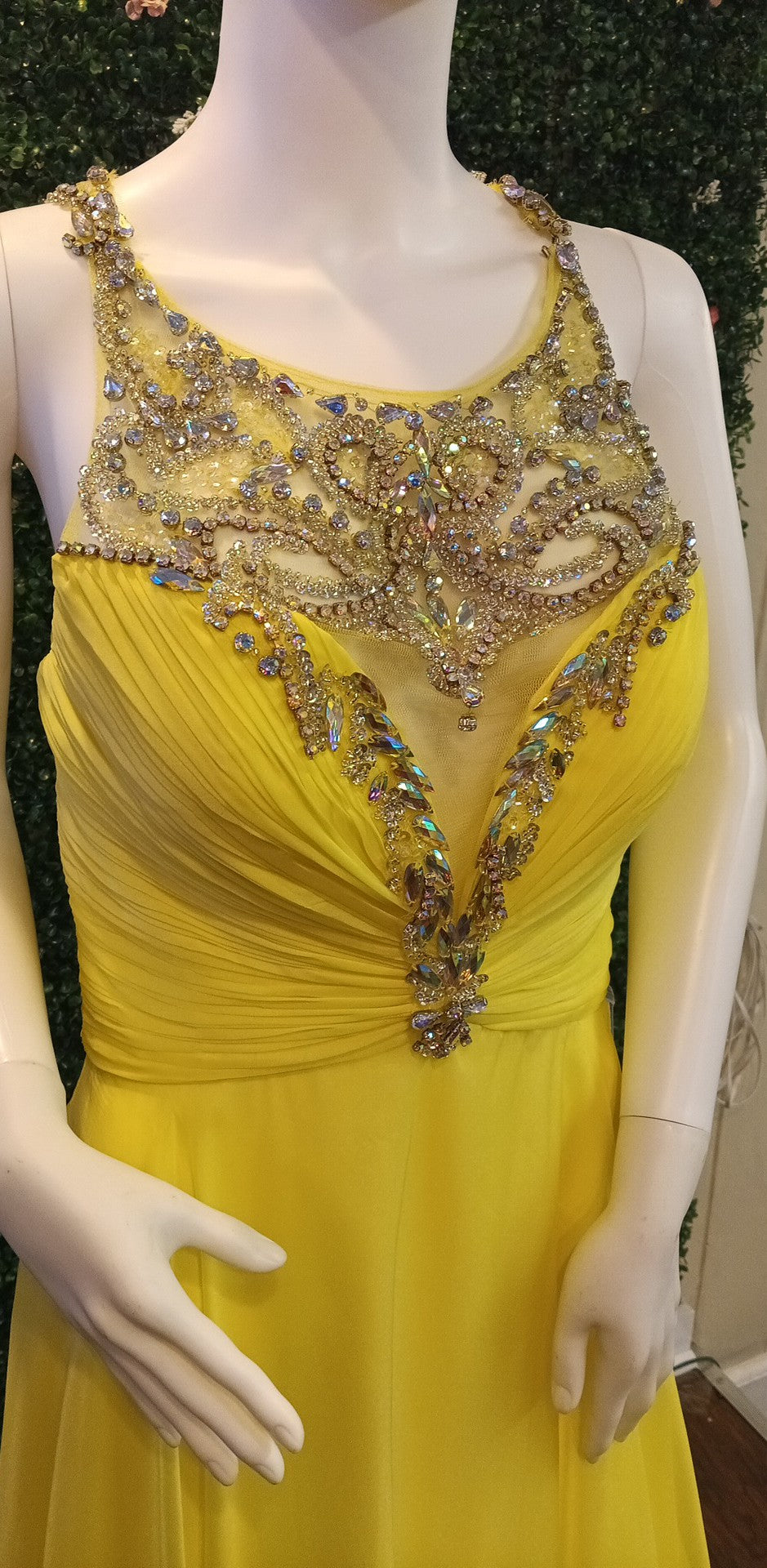 Rachel Allan Yellow Chiffon Dress