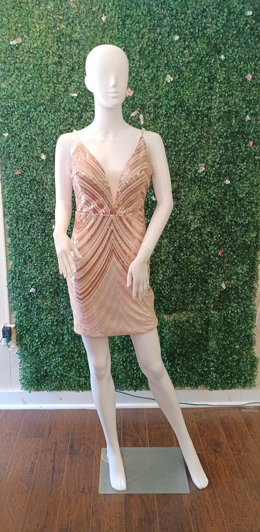 Champagne Sequin Cocktail Dress