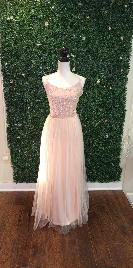 Baby Pink Chiffon Prom Dress