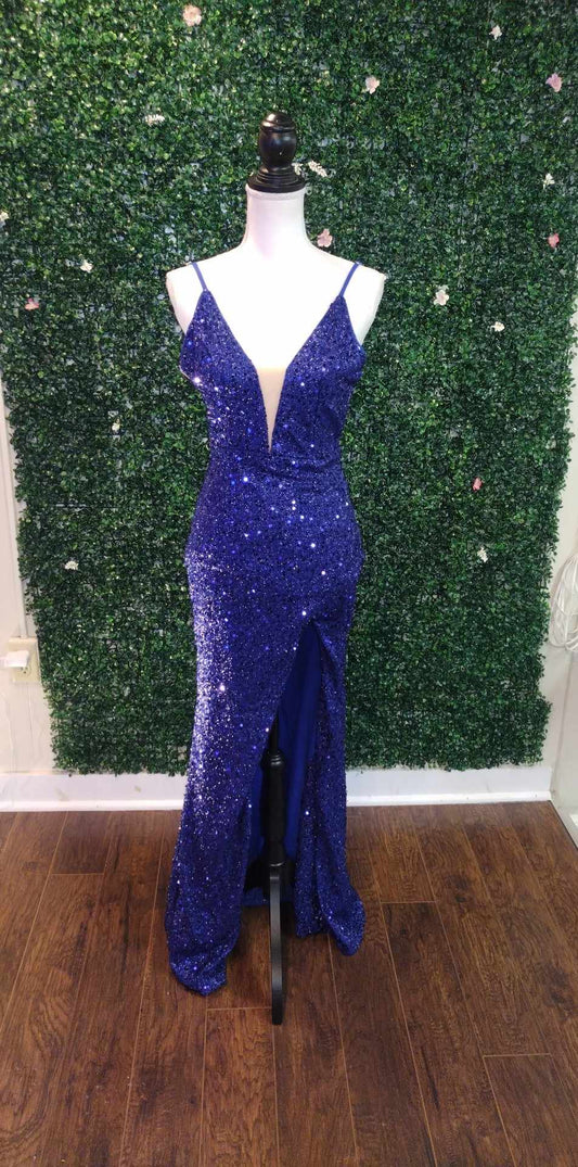 Royal Blue Spaghetti Strap Prom Dress