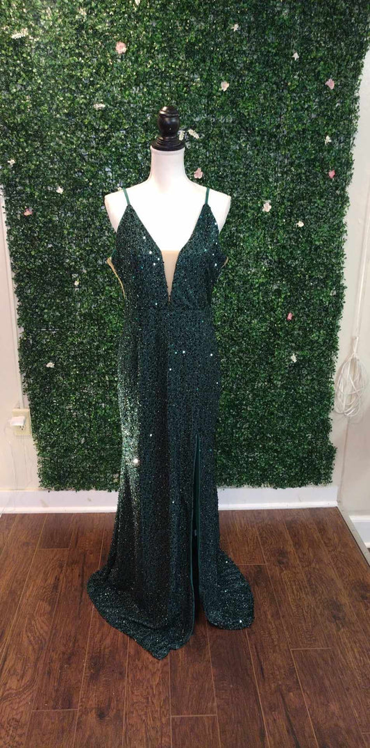 Emerald Green Spaghetti Strap Prom Dress