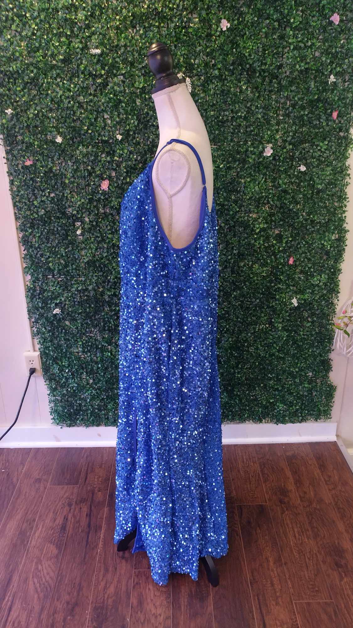 Plus Size Blue Sequin Prom Dress My Store 5086