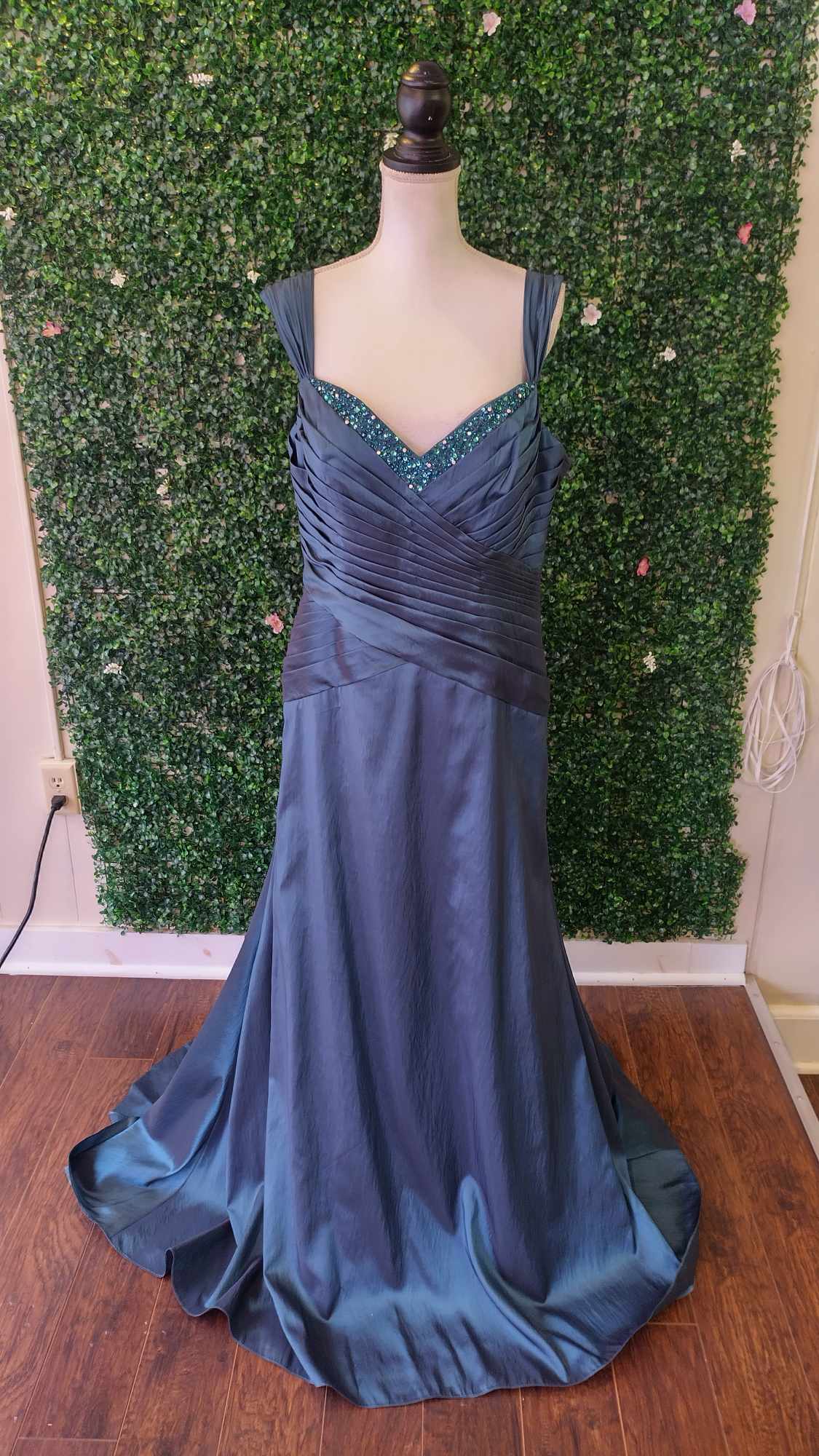 Val Stefani collection teal formal dress