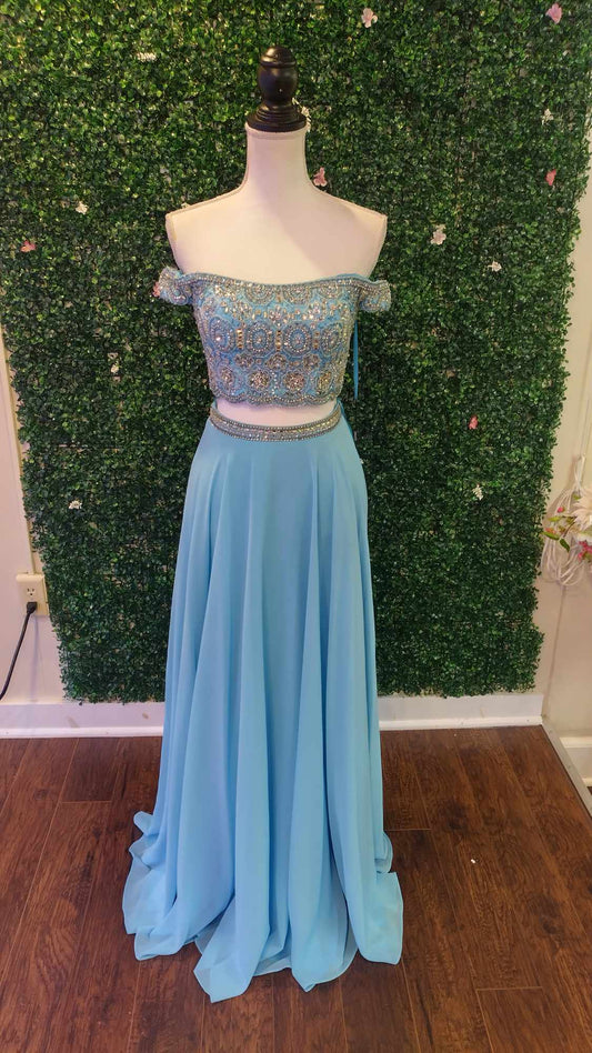 Clarisse 2 piece sky blue prom dress