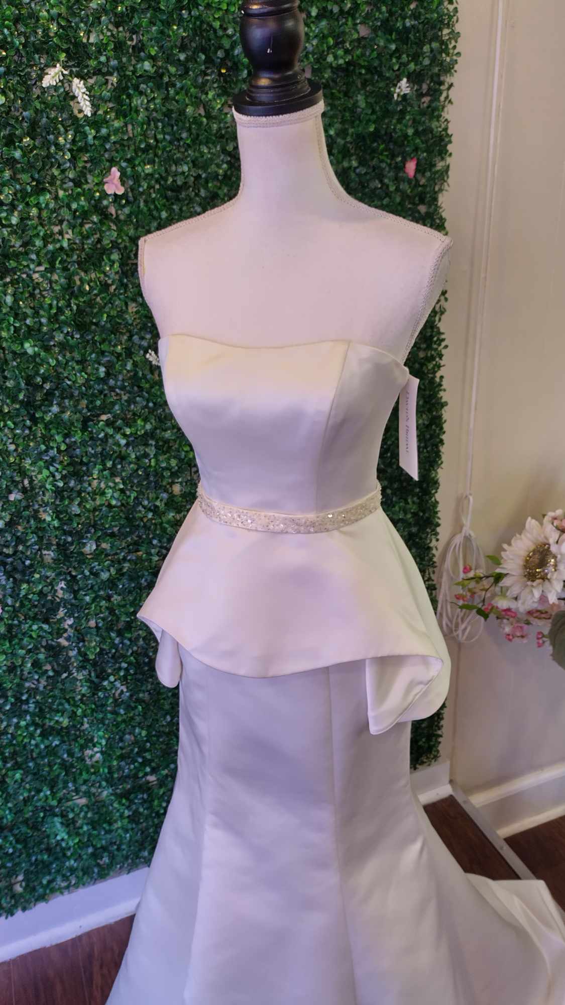 Davids bridal peplum wedding dress