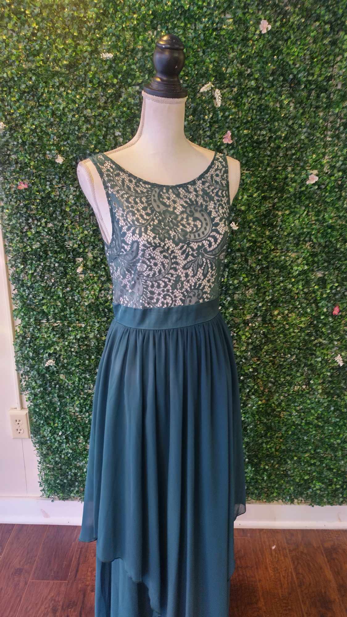 Emerlad Green lace chiffon bridesmaids dress