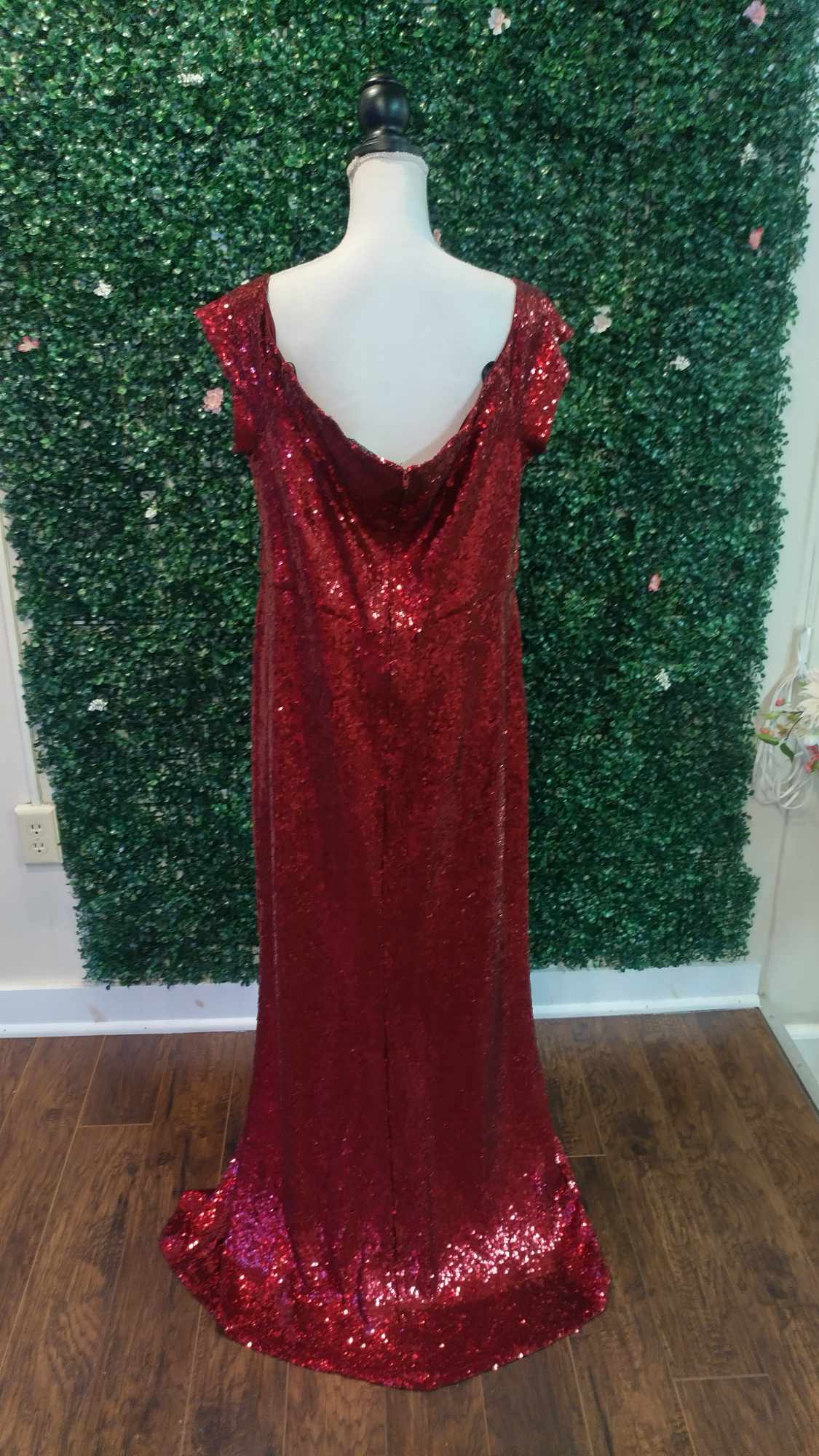 B.Darlin Off Shoulder burgundy Sequin Formal Dress