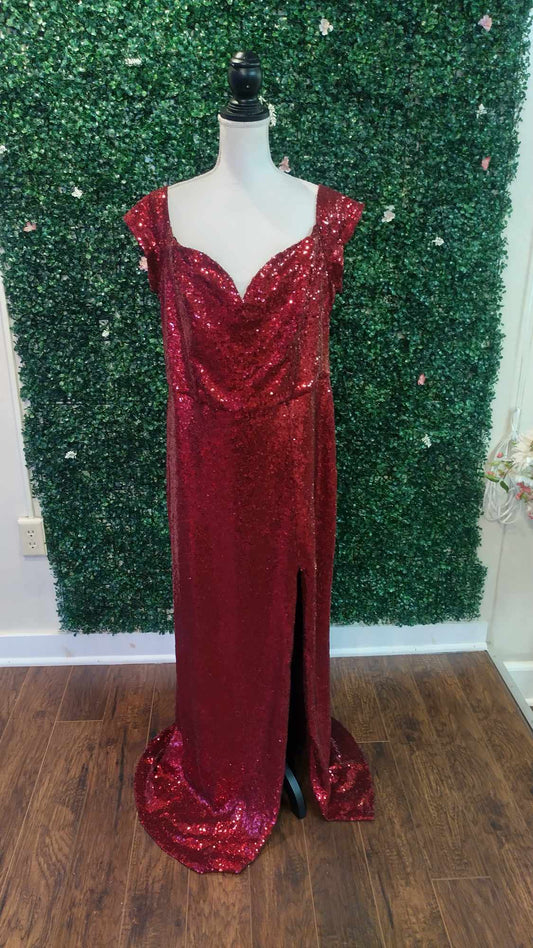 B.Darlin Off Shoulder burgundy Sequin Formal Dress