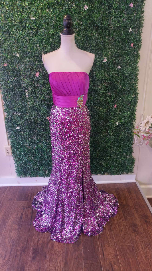 Studio 17 Purple sequin prom dress