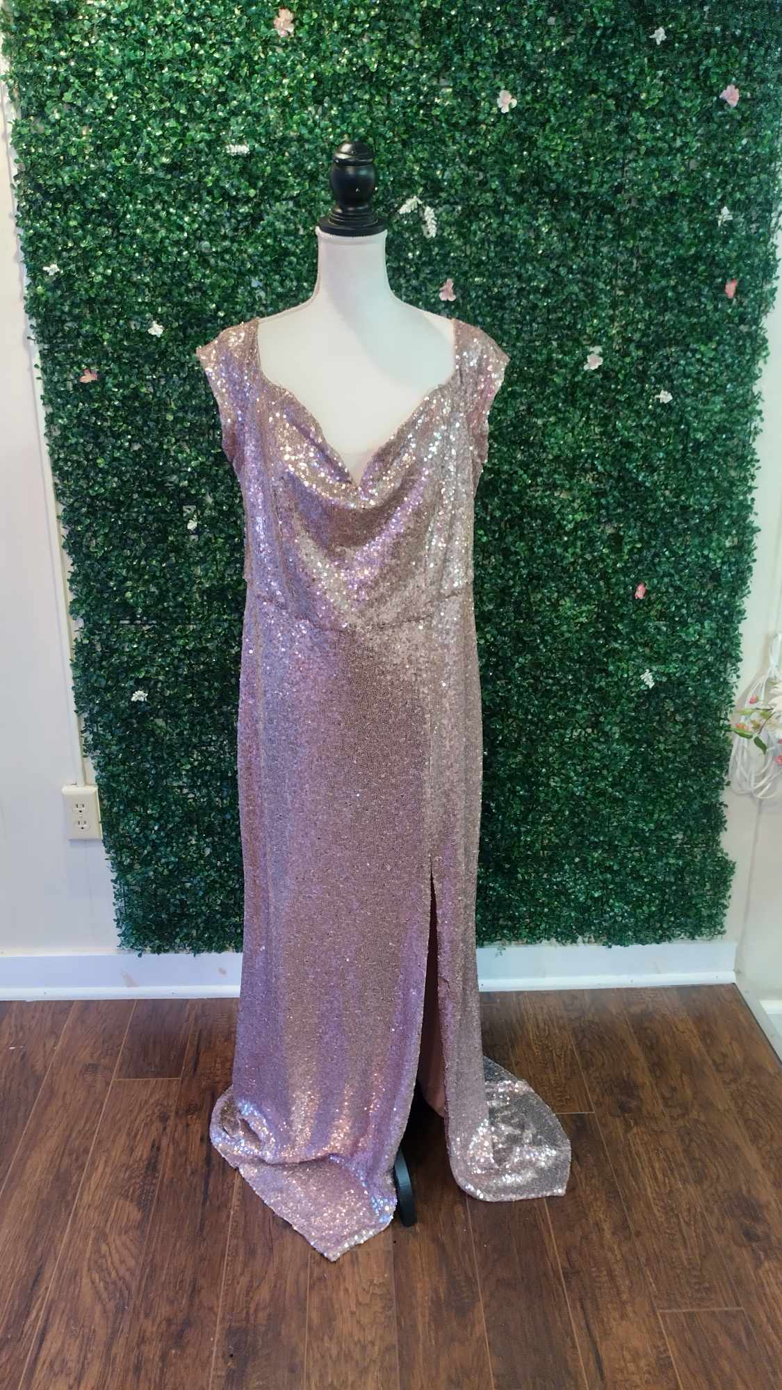 B.Darlin Off Shoulder Dusty Pink Sequin Formal Dress