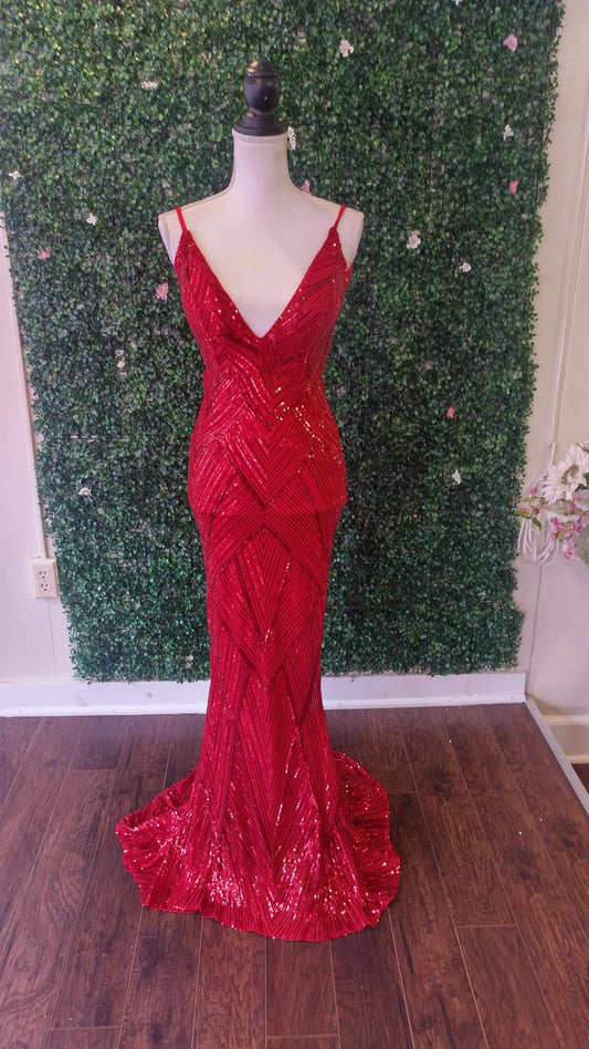 Red Mermaid Couture Prom Dress