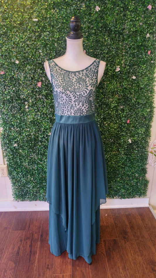 Emerlad Green lace chiffon bridesmaids dress