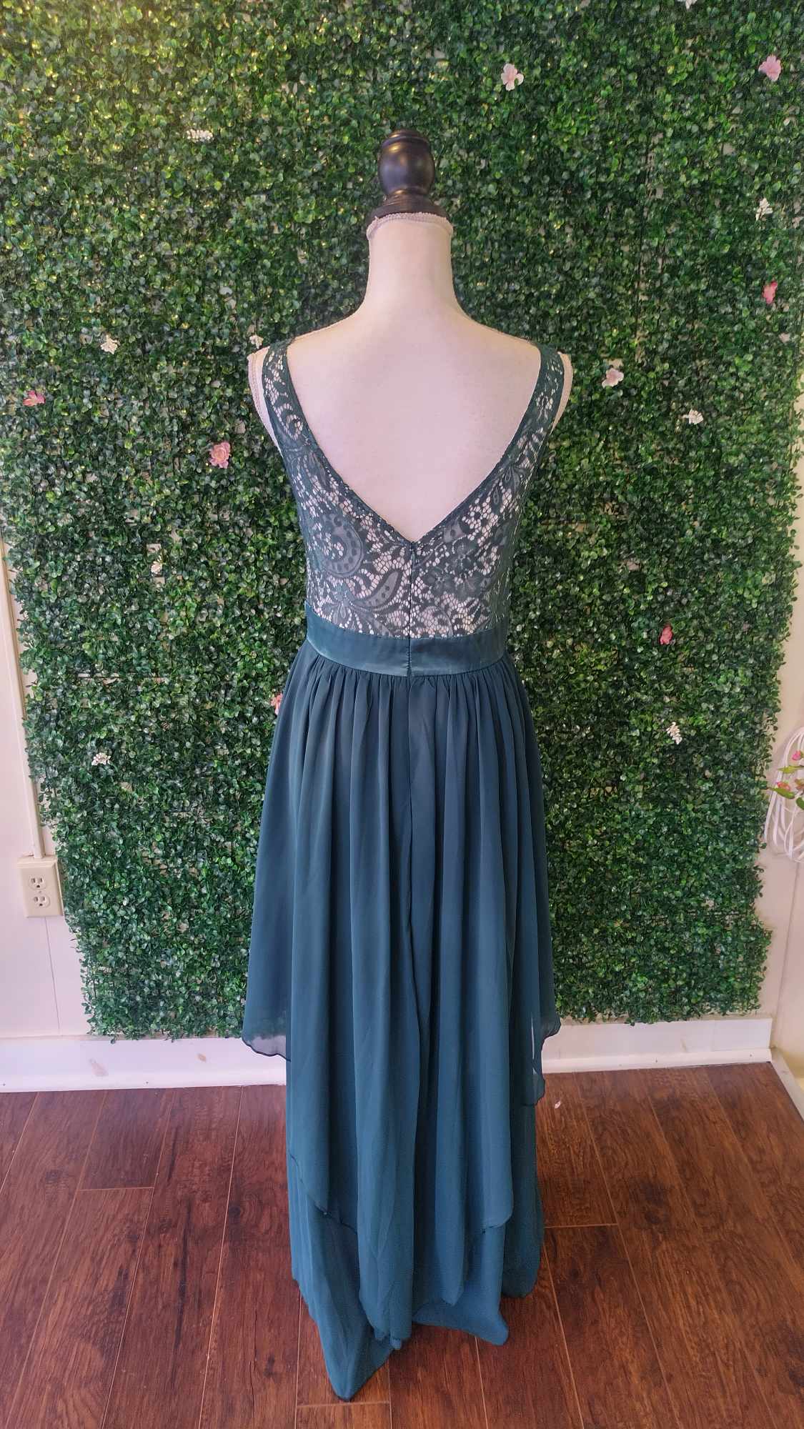 Emerlad Green lace chiffon bridesmaids dress