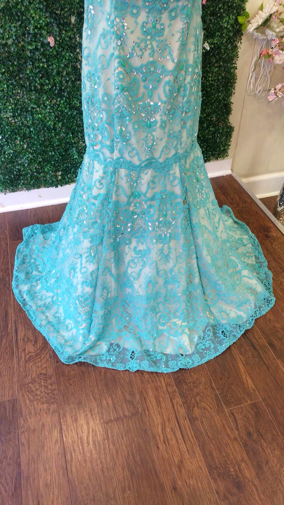 Rachel Allan Aqua mermaid prom dress