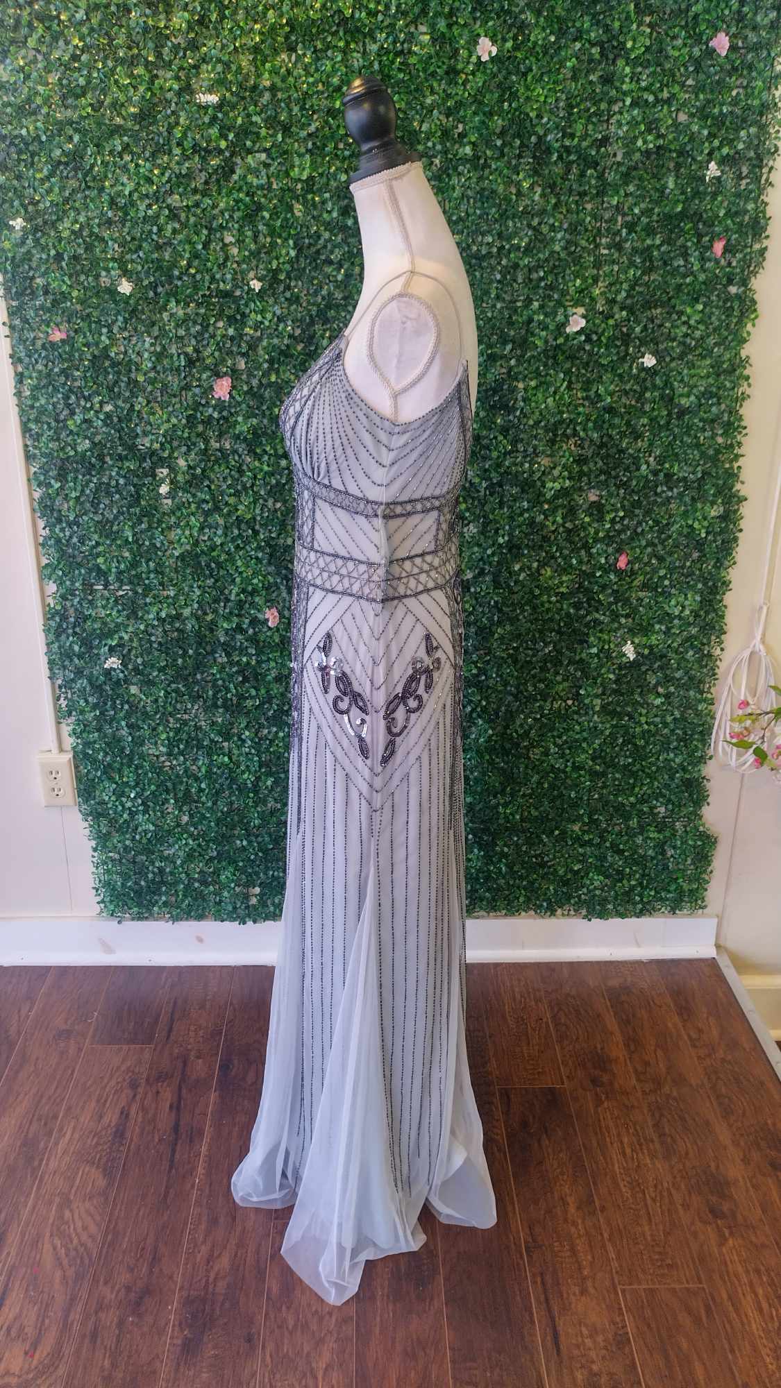 Gray sequin mermaid prom dress