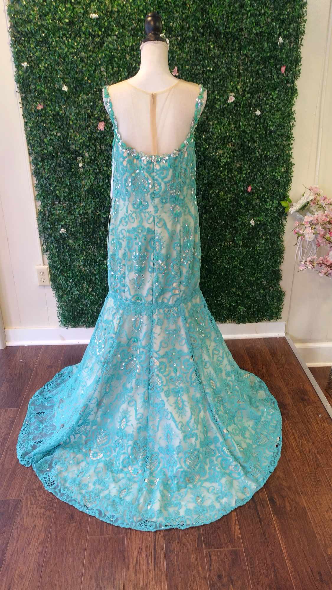 Rachel Allan Aqua mermaid prom dress