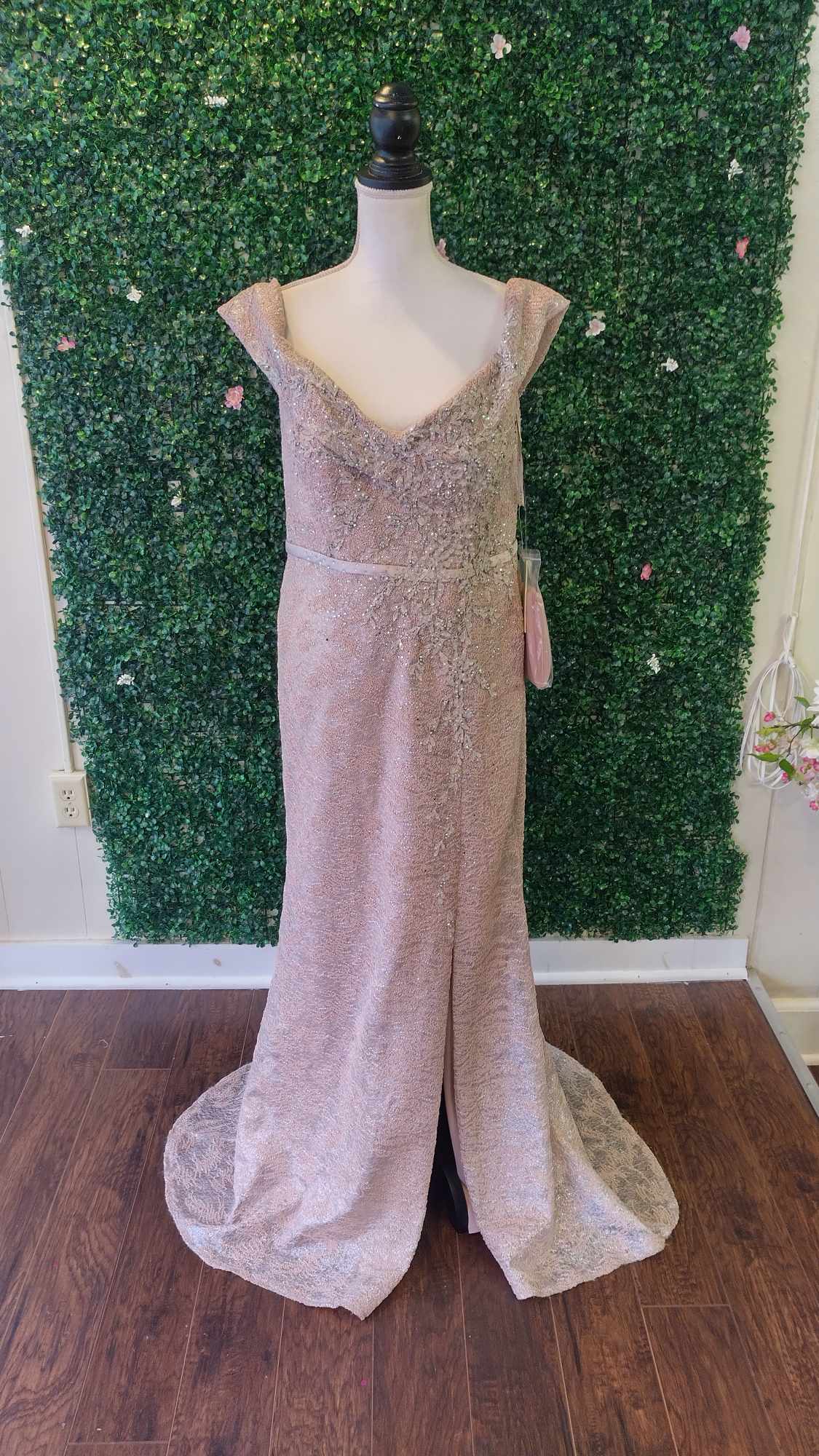 Rina dimontella rose pink off shoulder prom dress