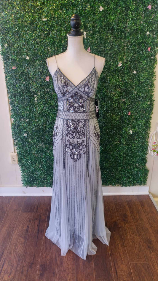 Gray sequin mermaid prom dress