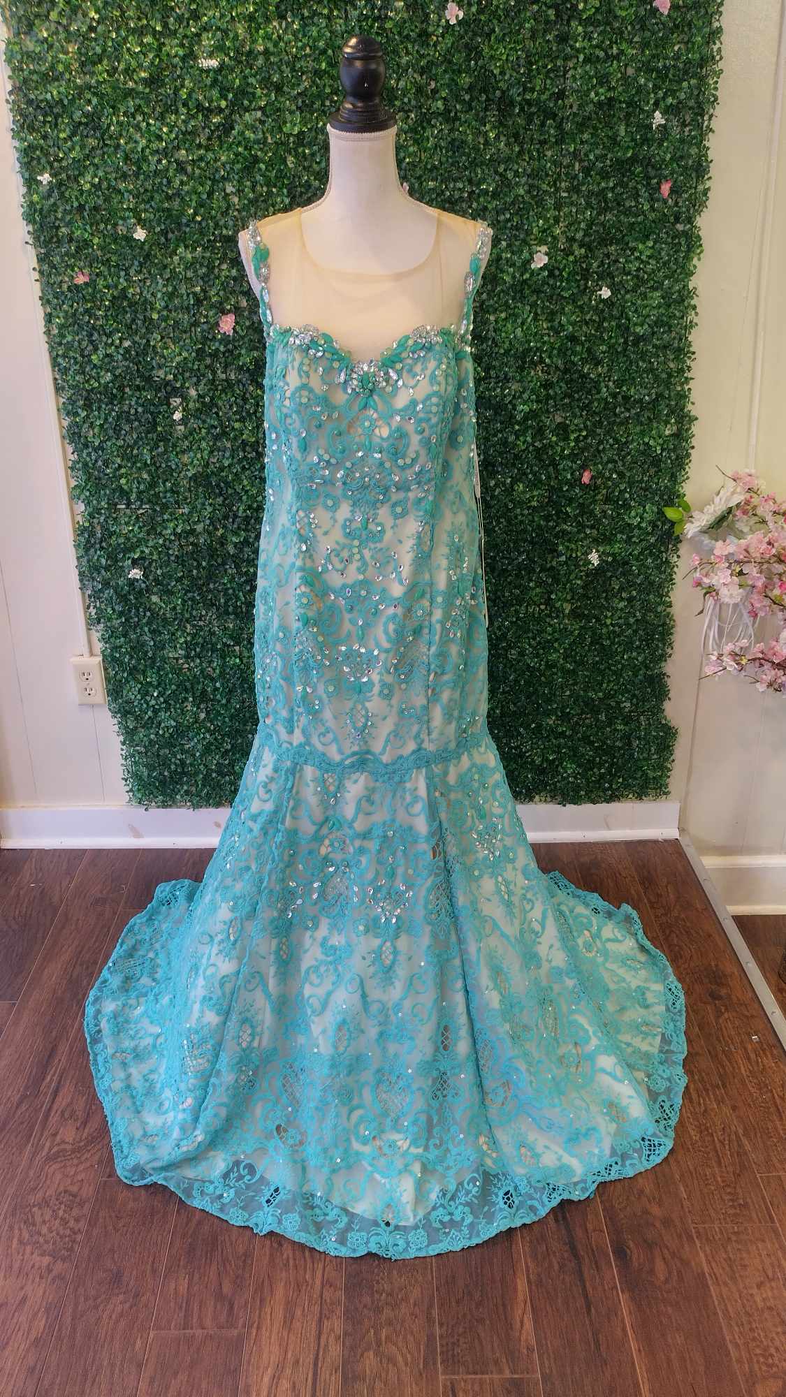 Rachel Allan Aqua mermaid prom dress