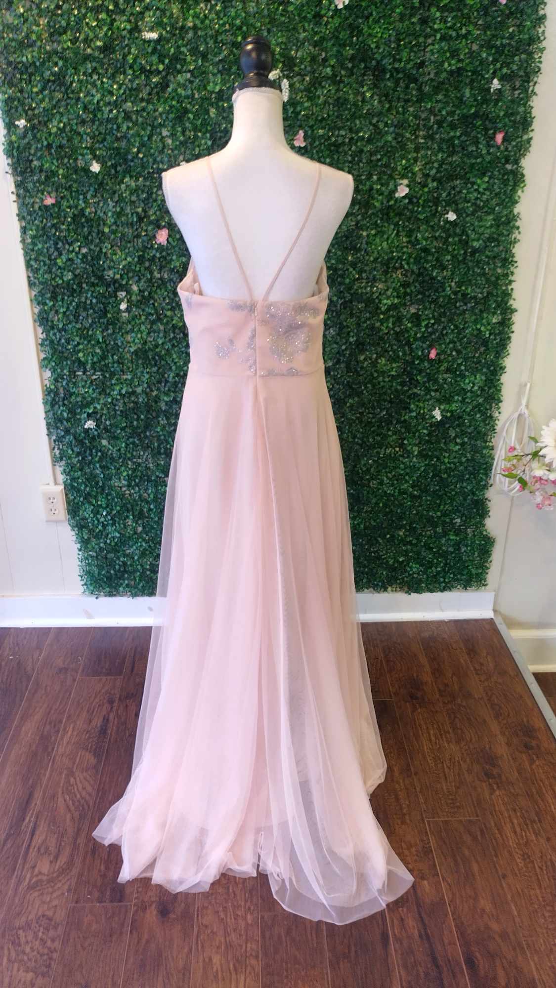 Blus pink halter chiffon prom dress