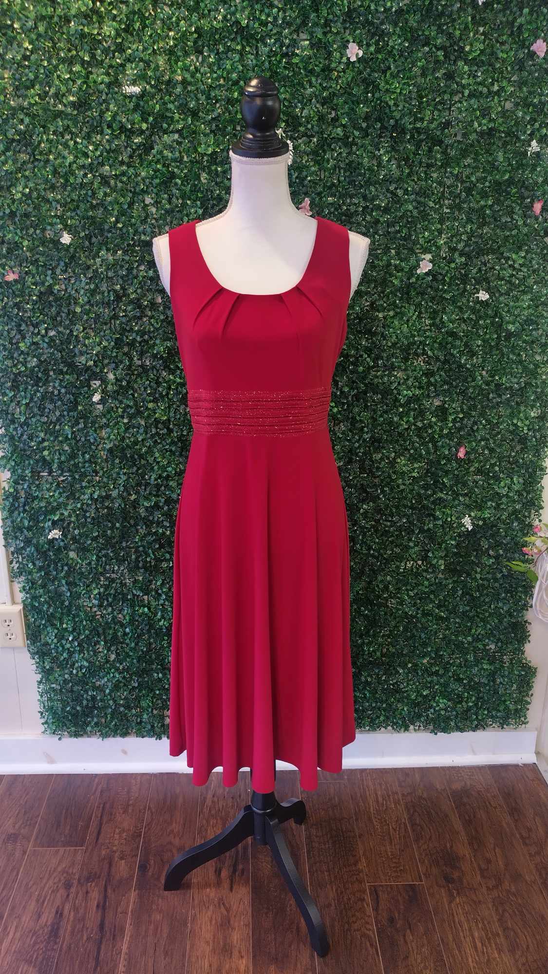 Red tea length formal dress